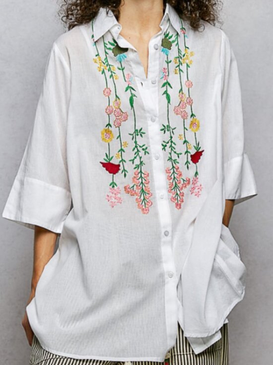 POL Tops - 156. NEW -  POL Flowing vine-like embroidery top